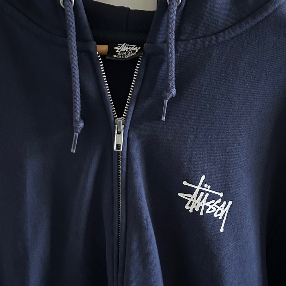 Stussy Men's Dark Blue Zip-Up Sweater - Picture 2 of 9